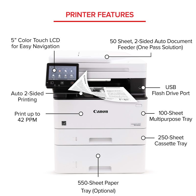 Canon imageCLASS MF465dw Wireless Mobile-Ready Duplex Laser All-In-One Monochrome Printer - Image 5