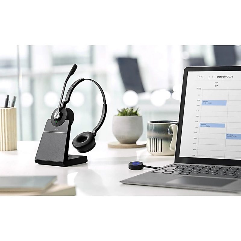 Jabra Engage 55 Headset - Stereo - USB Type A - Wireless - DECT - 492.1 ft - 40 Hz - 16 kHz - On-ear - Binaural - Open - Noise Cancelling, Uni-directional, MEMS Technology Microphone - Black - Image 7