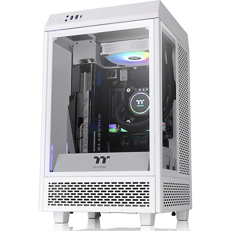 Thermaltake The Tower 100 Snow Mini Chassis - Mini-tower - Snow - SPCC, Tempered Glass - 4 x Bay - 2 x 4.72" x Fan(s) Installed - 0 - Mini ITX Motherboard Supported - 3 x Fan(s) Supported - Image 7