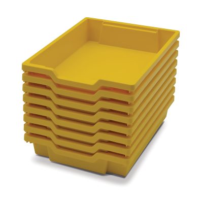 Gratnells Shallow F1 Tray, Heavy Duty School, Industrial & Utility Bins, 12.3" x 16.8" x 3", Sunshine Yellow, Pack Of 8