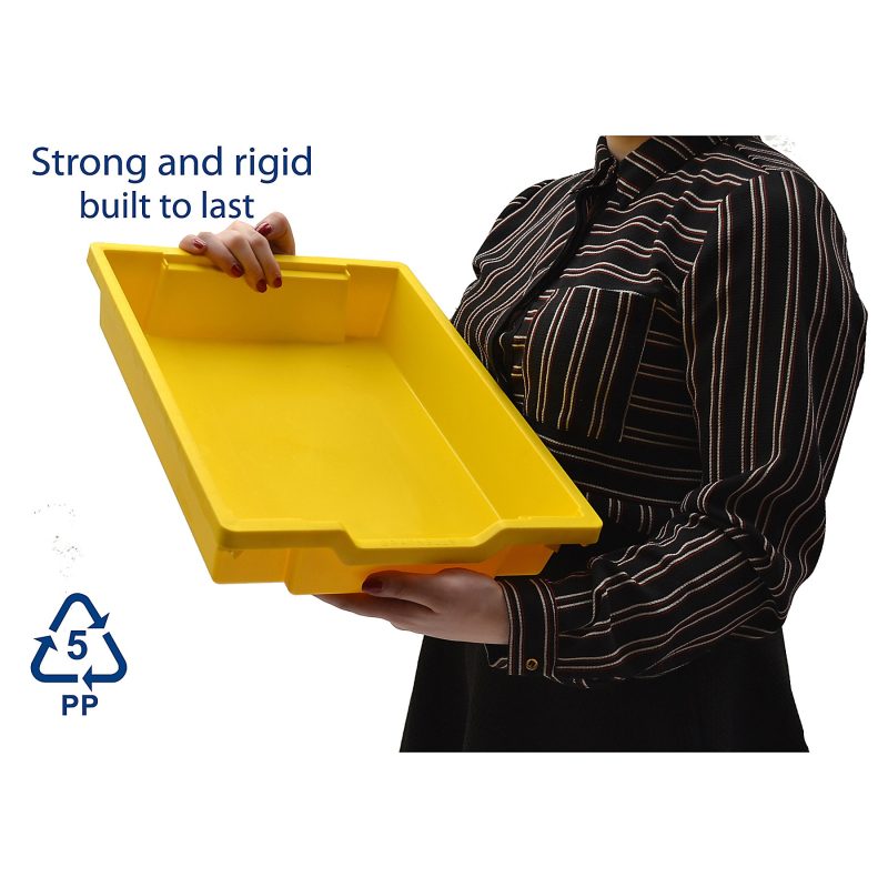 Gratnells Shallow F1 Tray, Heavy Duty School, Industrial & Utility Bins, 12.3" x 16.8" x 3", Sunshine Yellow, Pack Of 8 - Image 3