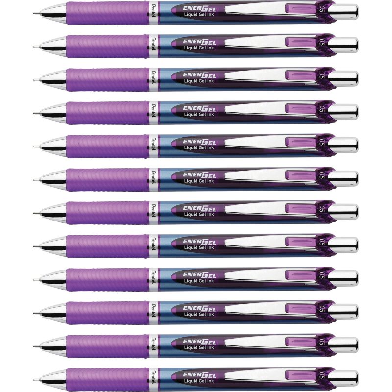 Pentel® EnerGel™ RTX Retractable Liquid Gel Pens, Fine Point, 0.5 mm, 54% Recycled, Blue, Pack Of 12 Pens - Violet,1