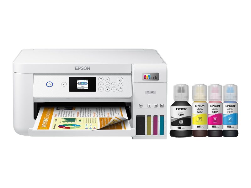 Epson® EcoTank® ET-2850 Cartridge-Free Supertank Wireless Inkjet All-in-One Color Printer - Image 8