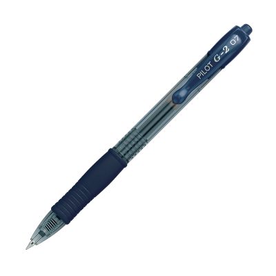 Pilot G2 Retractable Gel Pens, Fine Point, 0.7 mm, Clear Barrels, Blue Ink, Pack Of 12 Pens - Navy,12