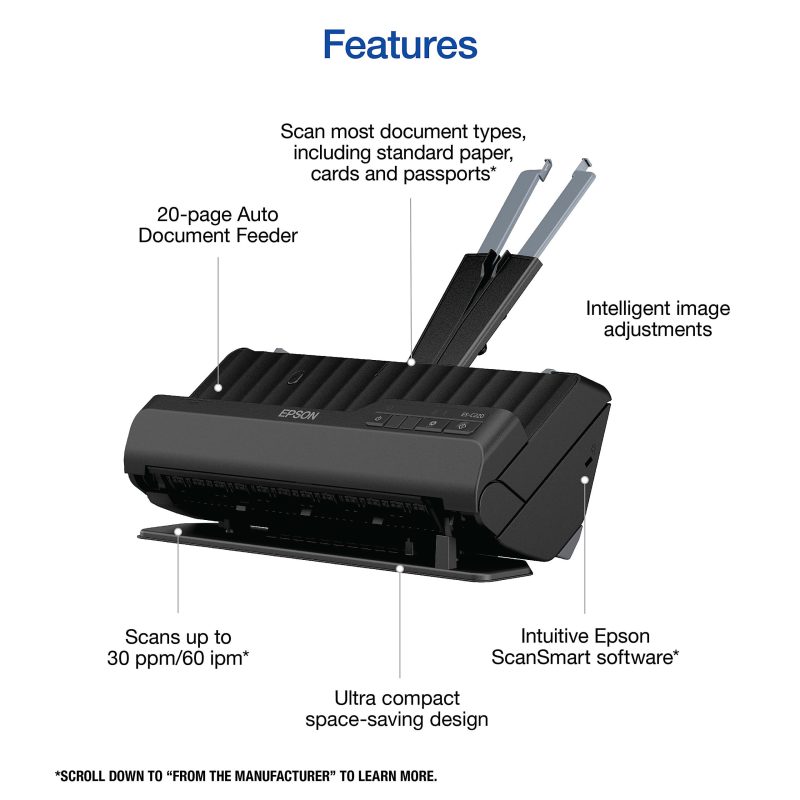 Epson® WorkForce® Compact Desktop Document Scanner, ES-C220 - Image 3
