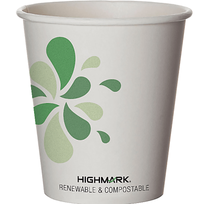 Highmark® ECO Compostable Hot Coffee Cups, 10 Oz, White, Pack Of 500