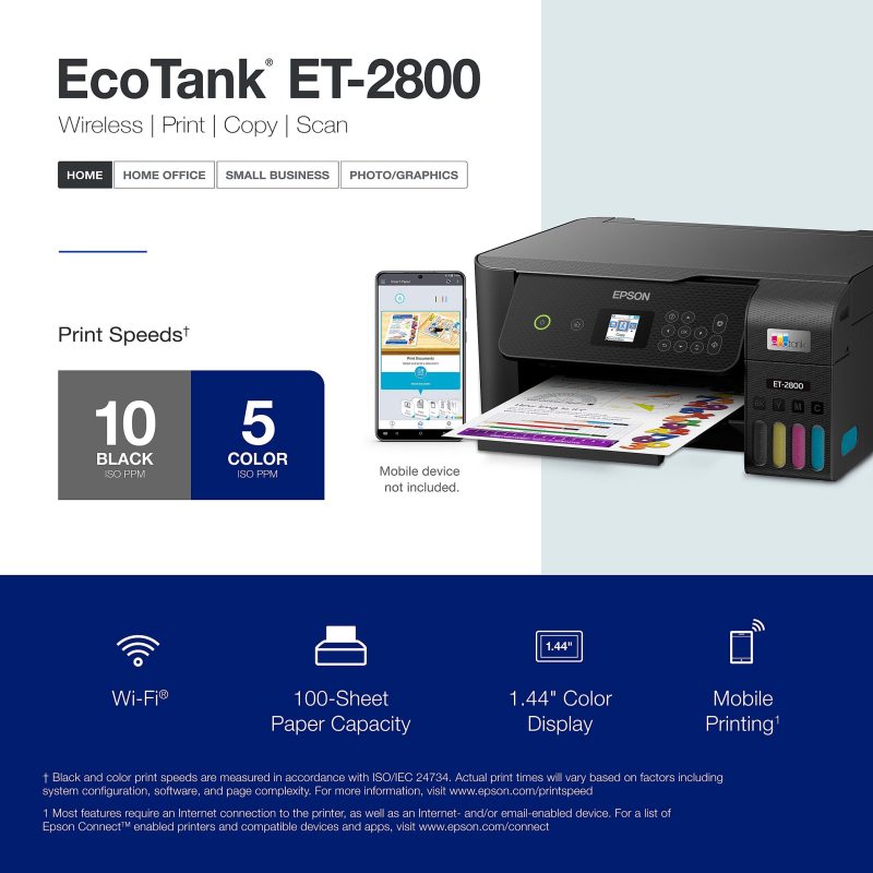 Epson® EcoTank ET-2800 All-in-One Supertank Color Printer, Black - Image 5