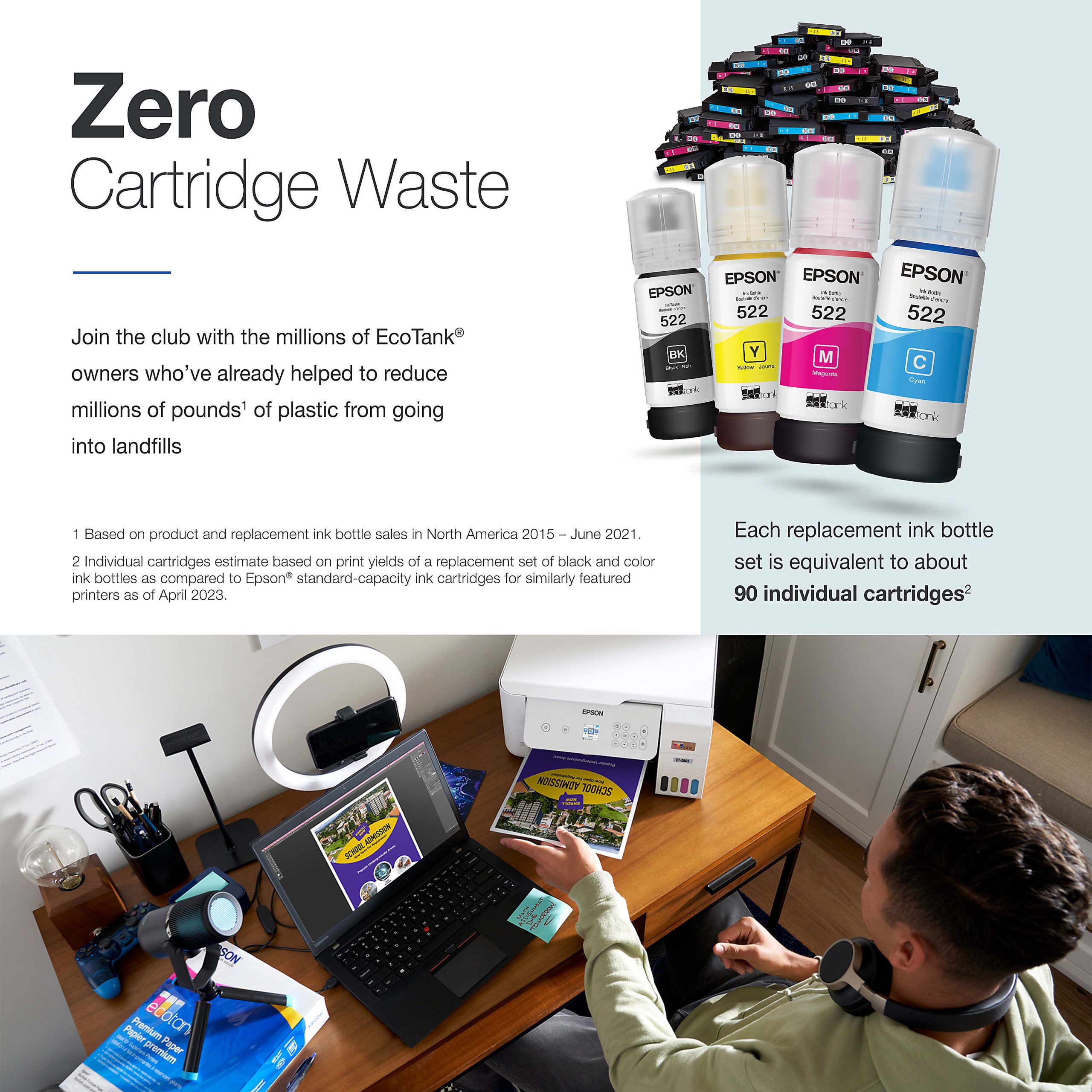 Epson® EcoTank ET-2800 All-in-One Supertank Color Printer, White - Image 4