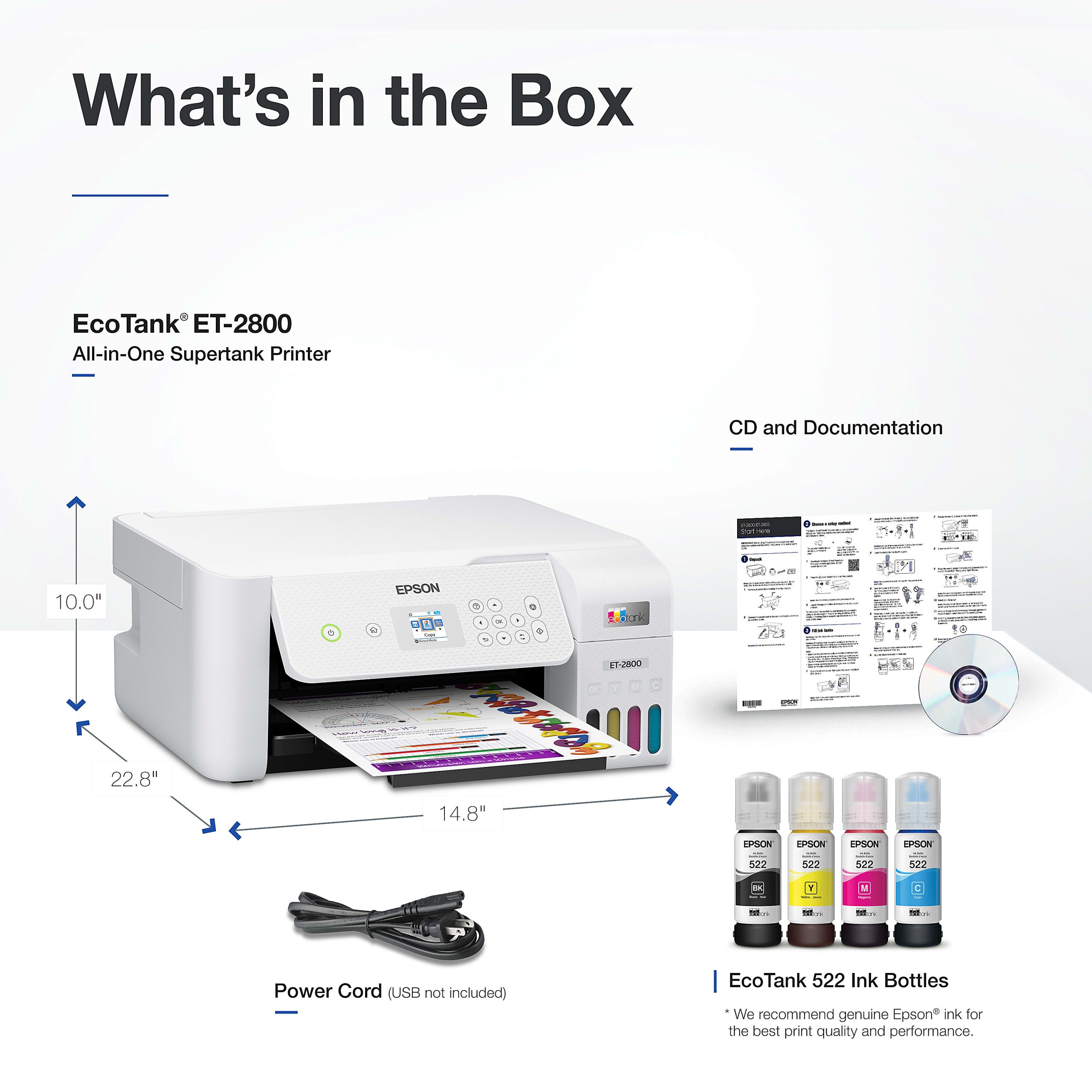 Epson® EcoTank ET-2800 All-in-One Supertank Color Printer, White - Image 7