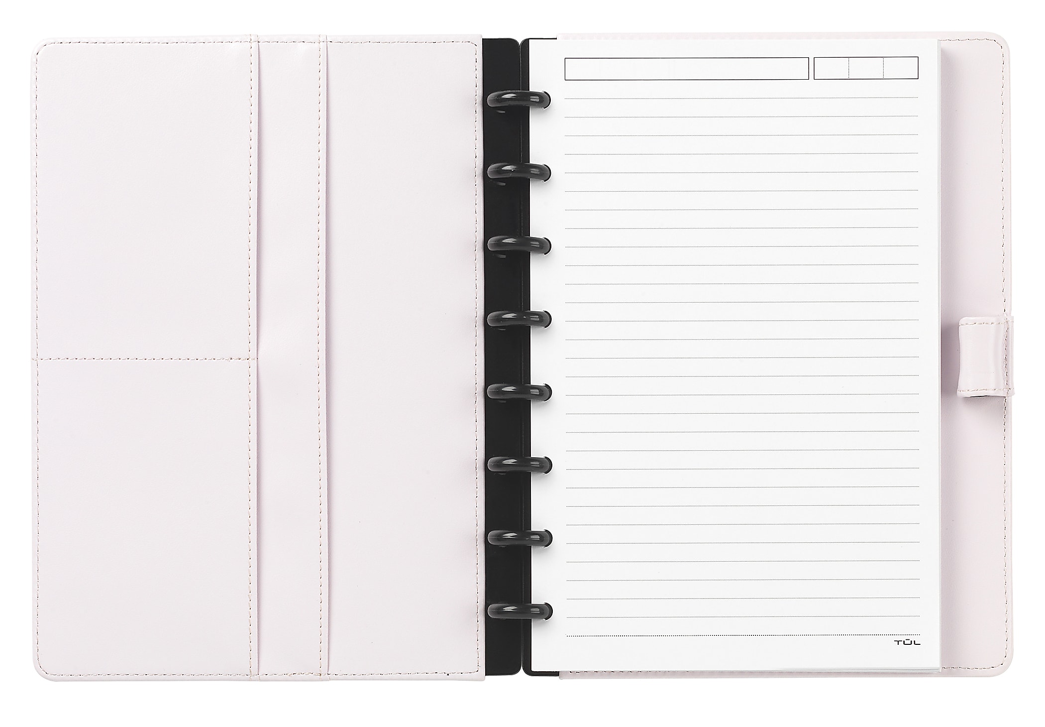 TUL® Discbound Notebook With Die-Cut Leather Cover, Junior Size, Narrow Ruled, 60 Sheets, Pink/Rose Gold - Image 2