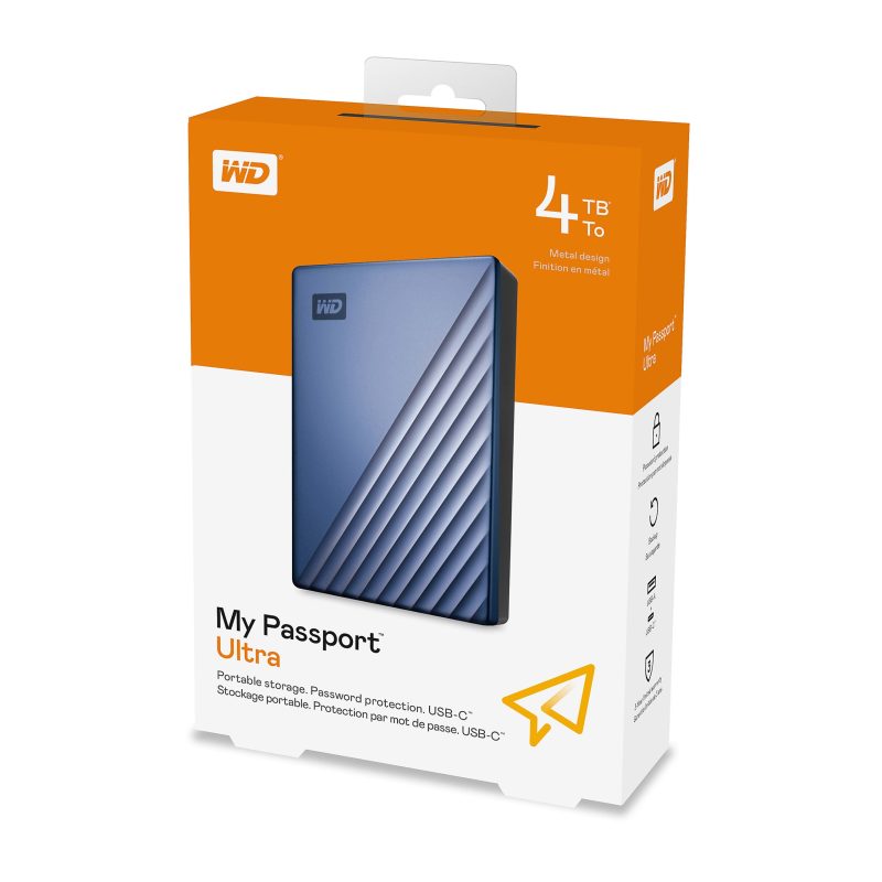Western Digital® My Passport™ Ultra 4TB Portable External Hard Drive, 64MB Cache, WDBFTM0040BBL-WESN, Blue/Black - Image 9