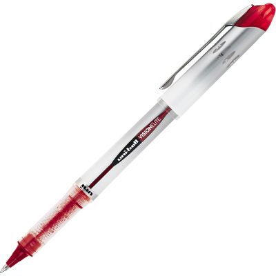 uni-ball® Vision™ Elite™ Liquid Ink Rollerball Pens, Bold Point, 0.8 mm, White Barrel, Black Ink, Pack Of 12 - Red,1