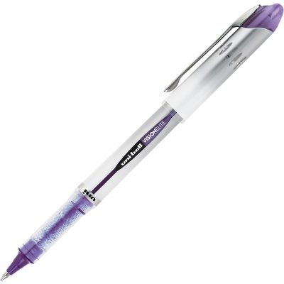 uni-ball® Vision™ Elite™ Liquid Ink Rollerball Pens, Bold Point, 0.8 mm, White Barrel, Black Ink, Pack Of 12 - Purple,1