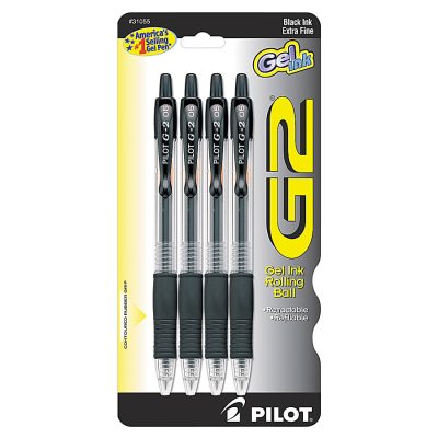 Pilot G2 Gel Roller Pens, Extra-Fine Point, 0.5 mm, Clear Barrel, Black Ink, Pack Of 12 - Black,4