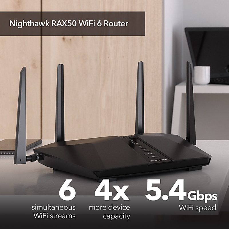 Netgear® Nighthawk AX6 Wireless Wi-Fi 6 Stream Router, RAX50-100NAS - Image 6