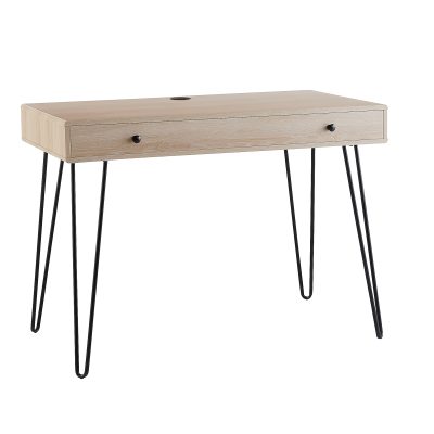 Realspace® Callay 42"W Writing Desk, Blonde Oak/Black