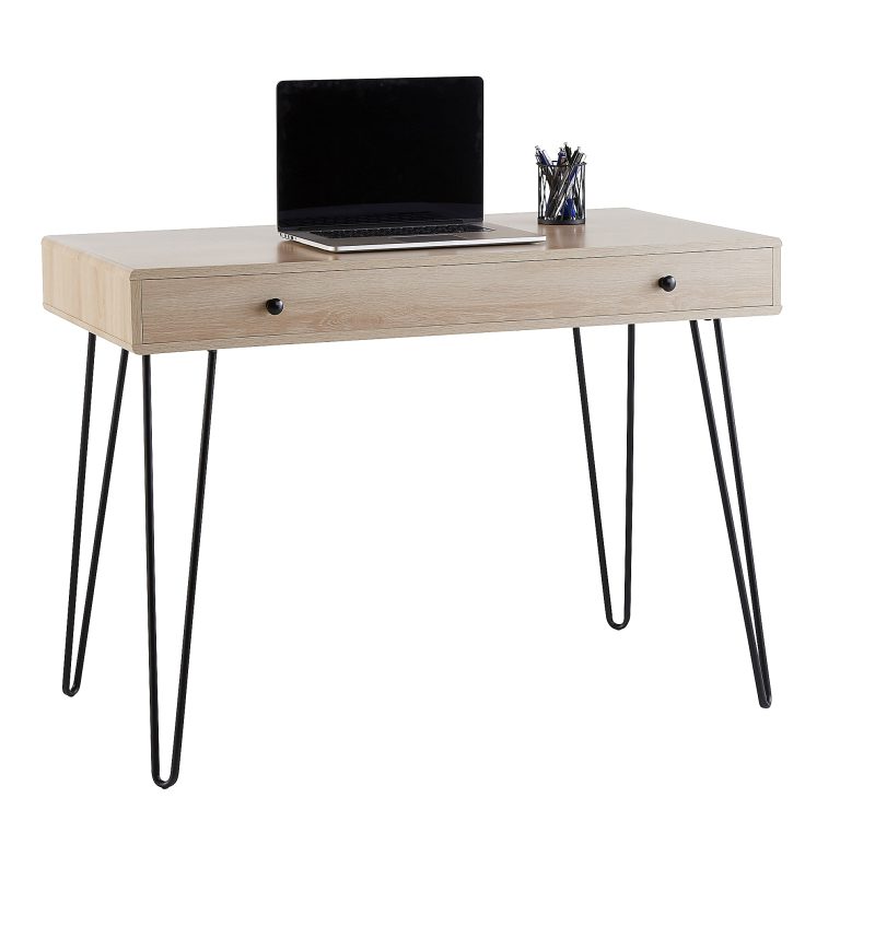 Realspace® Callay 42"W Writing Desk, Blonde Oak/Black - Image 2