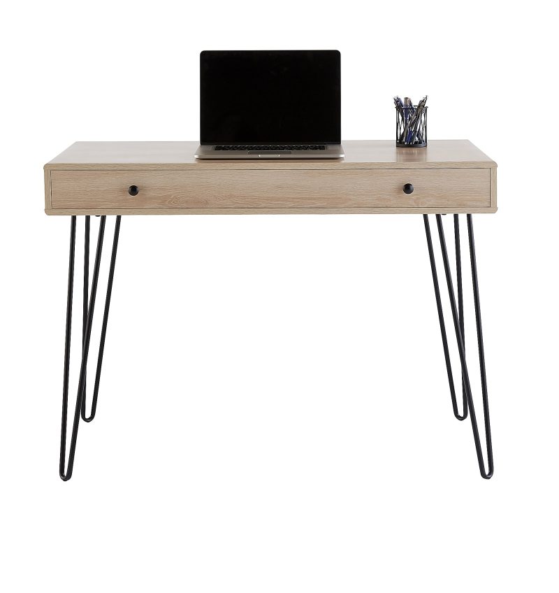 Realspace® Callay 42"W Writing Desk, Blonde Oak/Black - Image 3