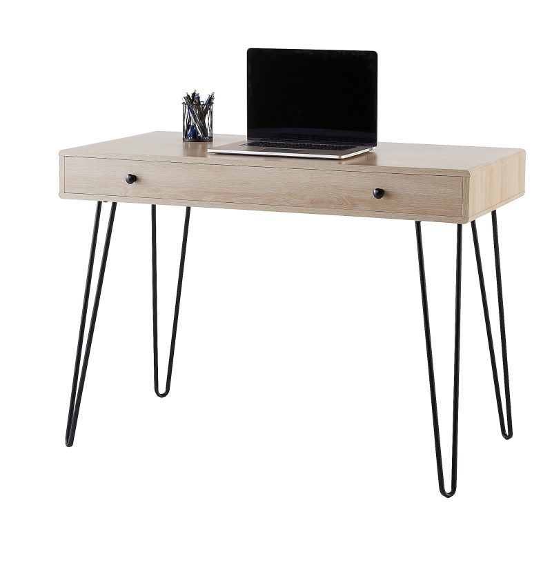 Realspace® Callay 42"W Writing Desk, Blonde Oak/Black - Image 4