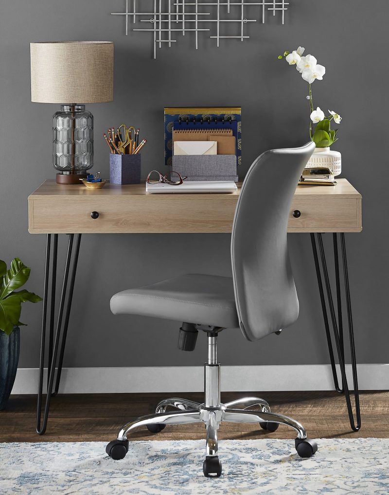 Realspace® Callay 42"W Writing Desk, Blonde Oak/Black - Image 5