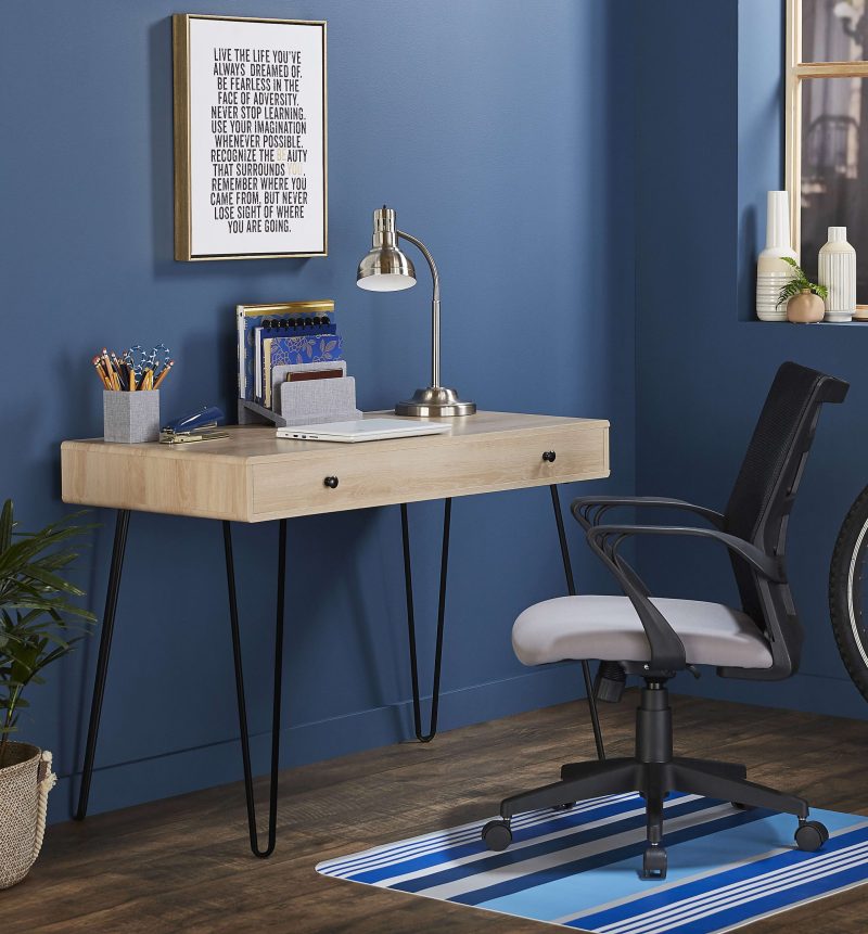 Realspace® Callay 42"W Writing Desk, Blonde Oak/Black - Image 6