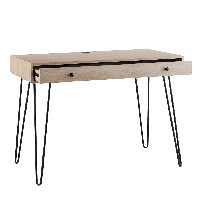 Realspace® Callay 42"W Writing Desk, Blonde Oak/Black - Image 8