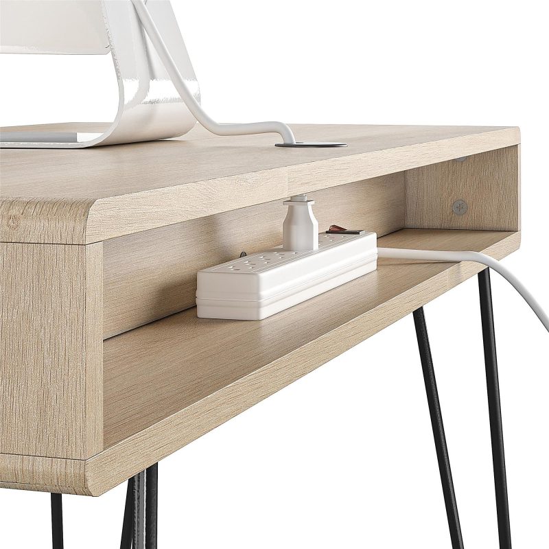 Realspace® Callay 42"W Writing Desk, Blonde Oak/Black - Image 9