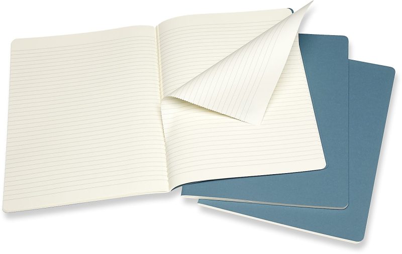 Moleskine Cahier Journals, Extra Large, 7.5" x 10", Ruled, 120 Pages, Brisk Blue, Set Of 3 Journals - Image 2