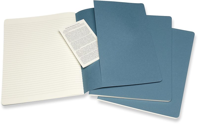 Moleskine Cahier Journals, Extra Large, 7.5" x 10", Ruled, 120 Pages, Brisk Blue, Set Of 3 Journals - Image 3