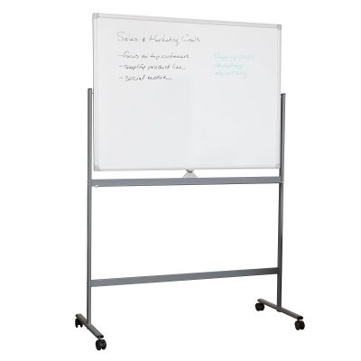 Mind Reader Magnetic Double-Sided Dry-Erase White Board with Base and Wheels, 73-1/2"H x 21"W x 49-1/2"H, White