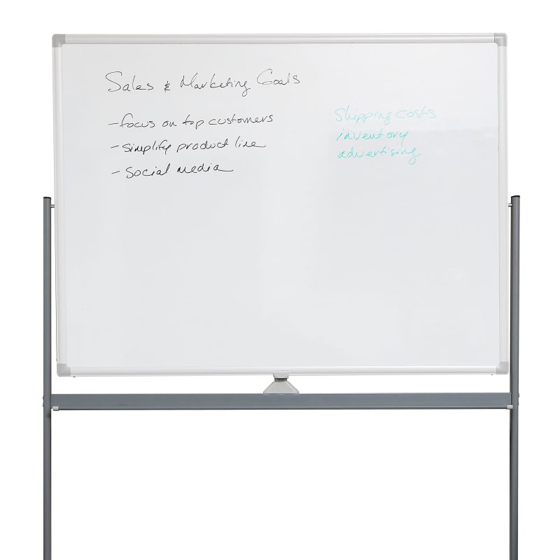 Mind Reader Magnetic Double-Sided Dry-Erase White Board with Base and Wheels, 73-1/2"H x 21"W x 49-1/2"H, White - Image 3