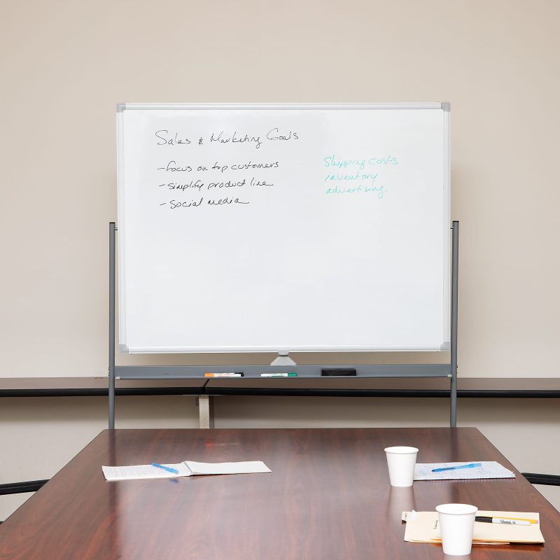 Mind Reader Magnetic Double-Sided Dry-Erase White Board with Base and Wheels, 73-1/2"H x 21"W x 49-1/2"H, White - Image 5