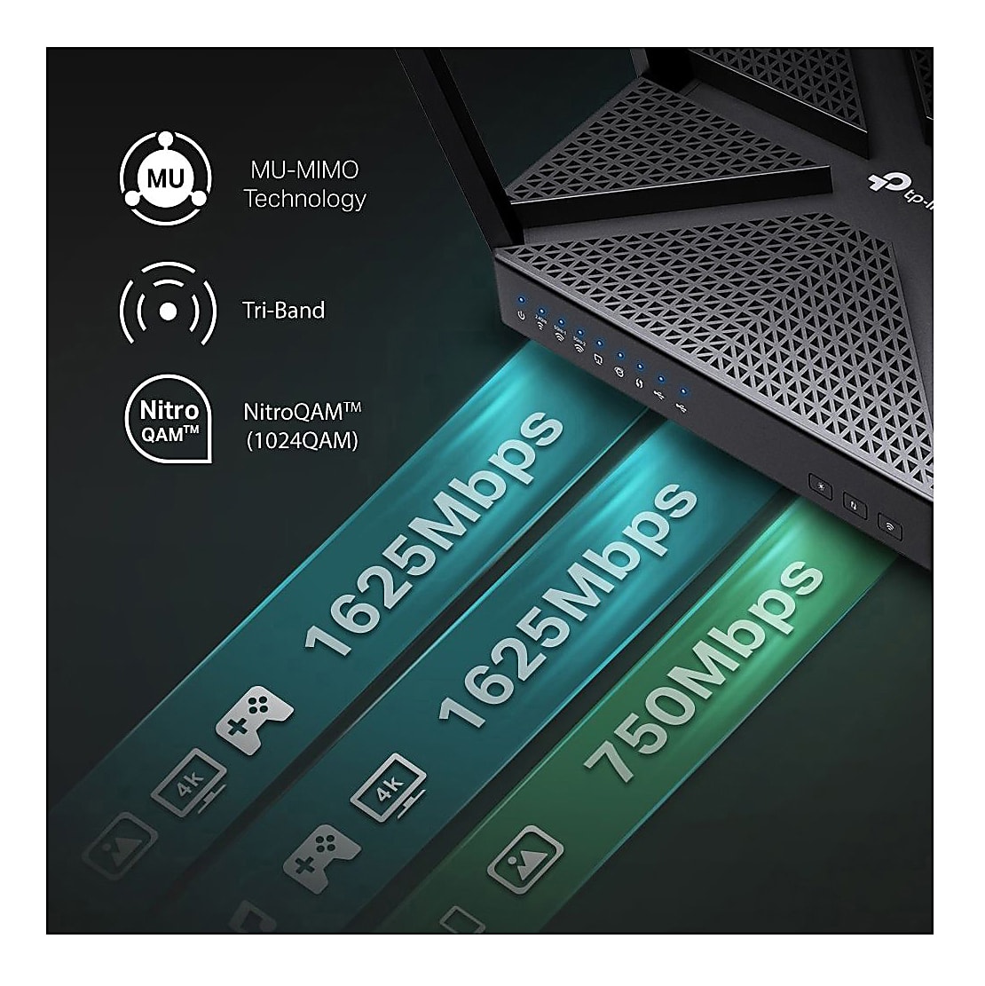 TP-Link® Archer C4000 Tri Band MU-MIMO Wireless Gateway Router - Image 3