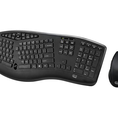 Adesso TruForm Media 1600 Wireless Ergonomic Keyboard and Optical Mouse Combo