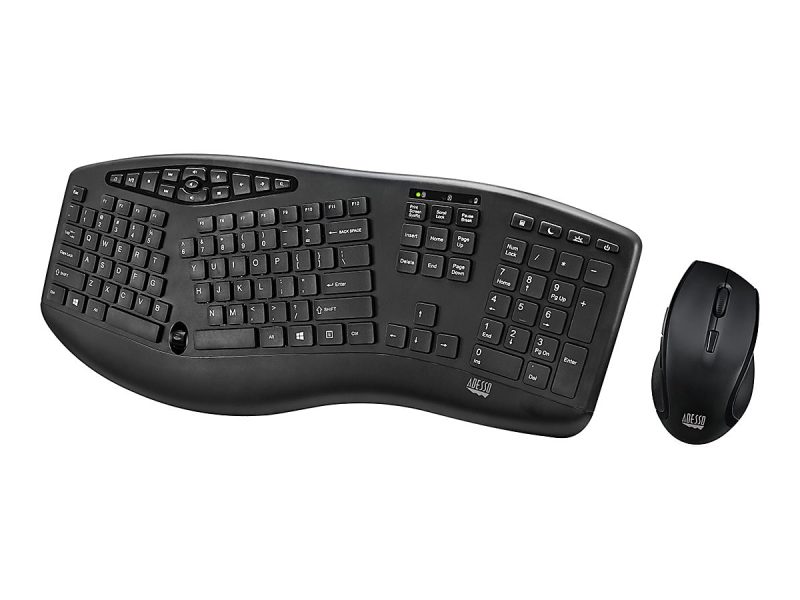 Adesso TruForm Media 1600 Wireless Ergonomic Keyboard and Optical Mouse Combo
