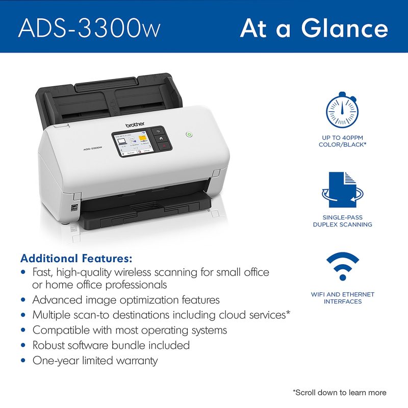 Brother® ADS-3300W Wireless High-Speed Desktop Scanner - Image 3