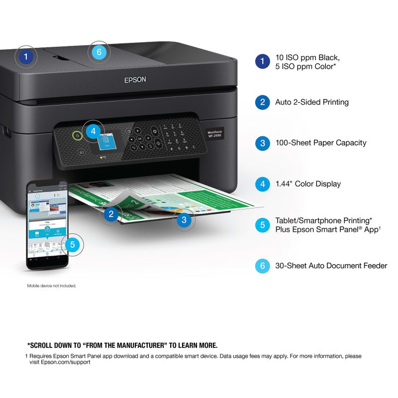 Epson® WorkForce® WF-2930 All-In-One Color Inkjet Printer - Image 4