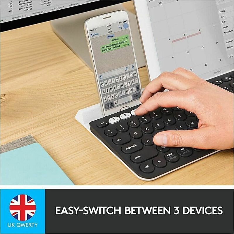 Logitech® K780 Multi-Device Wireless Keyboard, Full Size, Black/White, 920-008149 - Image 10