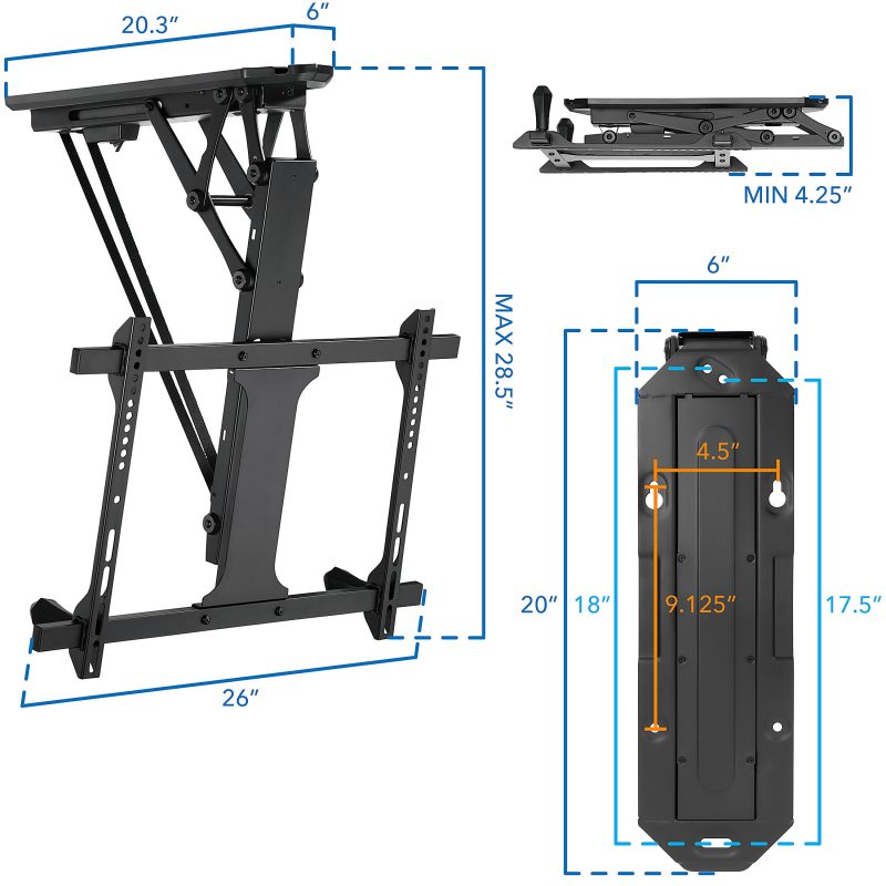 Mount-It! Motorized Ceiling 70" TV Mount With Remote and App Controller, Black - Image 3