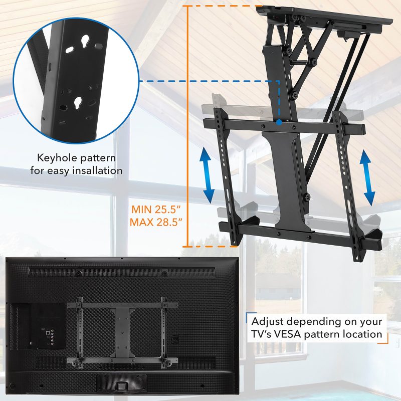Mount-It! Motorized Ceiling 70" TV Mount With Remote and App Controller, Black - Image 6