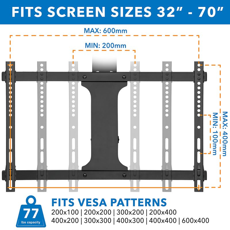 Mount-It! Motorized Ceiling 70" TV Mount With Remote and App Controller, Black - Image 8