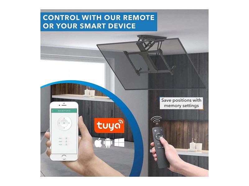 Mount-It! Motorized Ceiling 70" TV Mount With Remote and App Controller, Black - Image 11