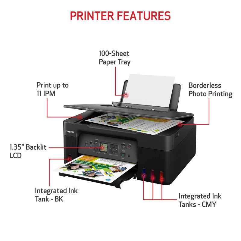 Canon® PIXMA™ G3270 MegaTank Wireless Inkjet All-In-One Color Printer, Black - Image 4