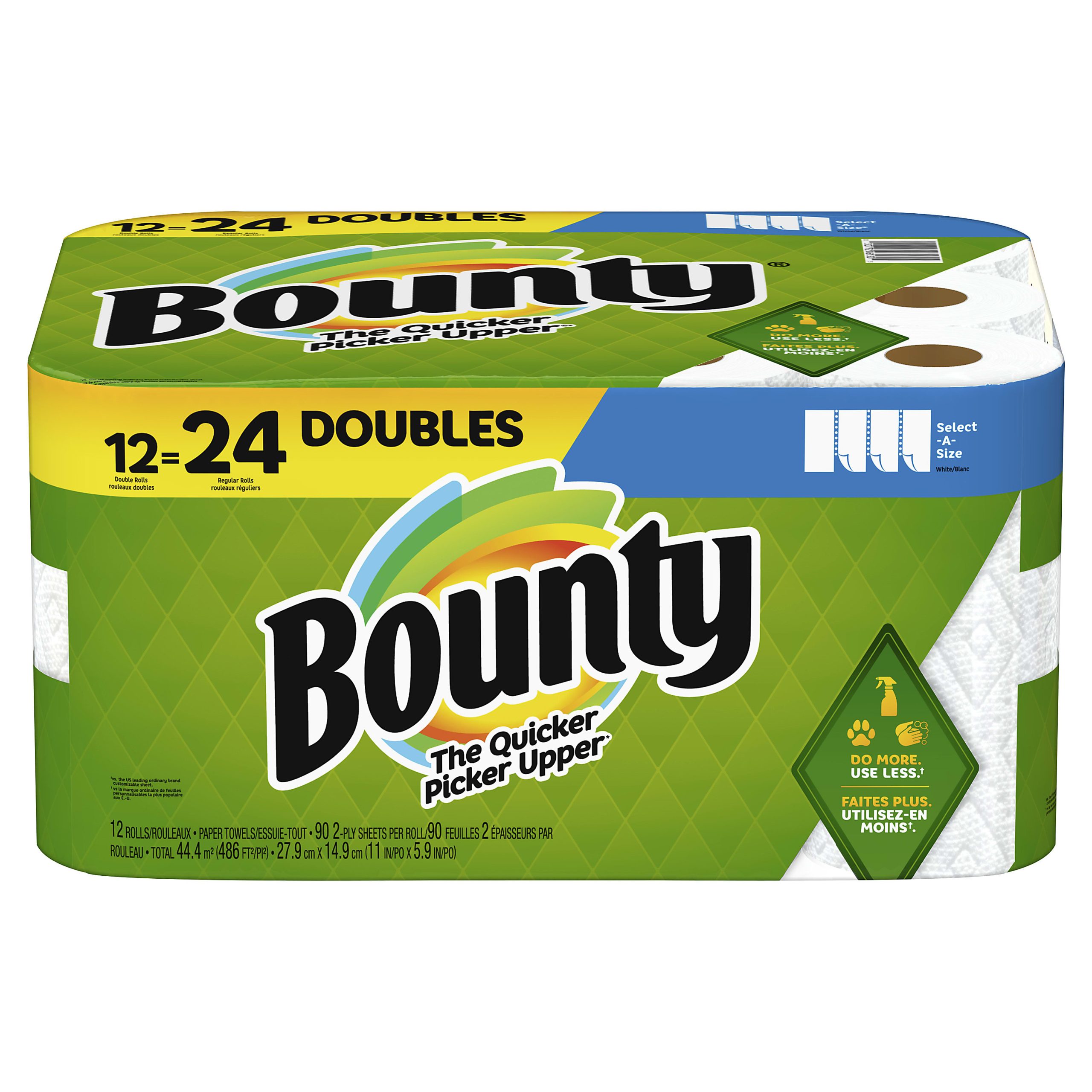Bounty Select-A-Size 2-Ply Paper Towels, Double Rolls, 6" x 11", White, 90 Sheets Per Roll, Pack Of 12 Rolls - Image 2