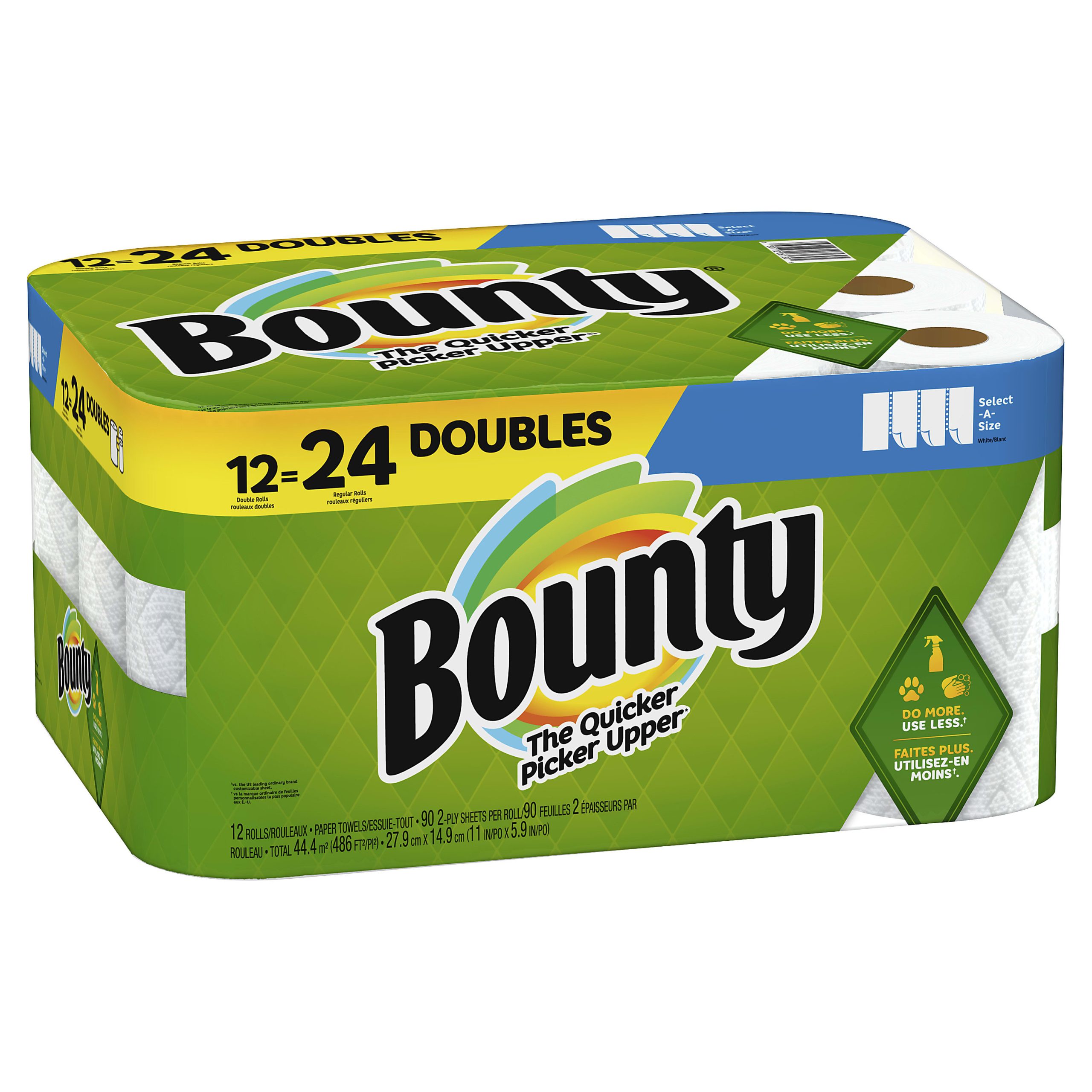 Bounty Select-A-Size 2-Ply Paper Towels, Double Rolls, 6" x 11", White, 90 Sheets Per Roll, Pack Of 12 Rolls - Image 4