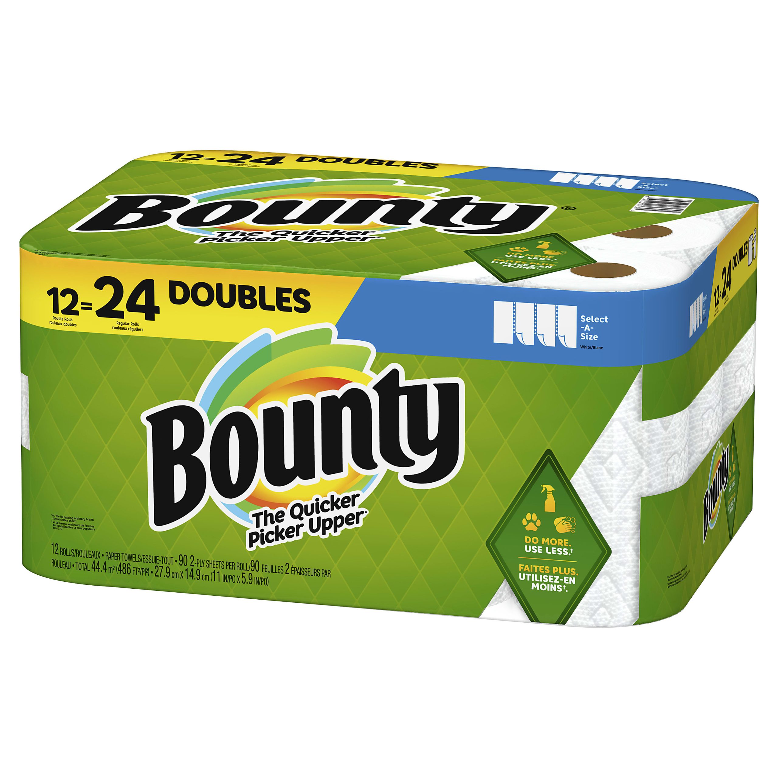 Bounty Select-A-Size 2-Ply Paper Towels, Double Rolls, 6" x 11", White, 90 Sheets Per Roll, Pack Of 12 Rolls - Image 5