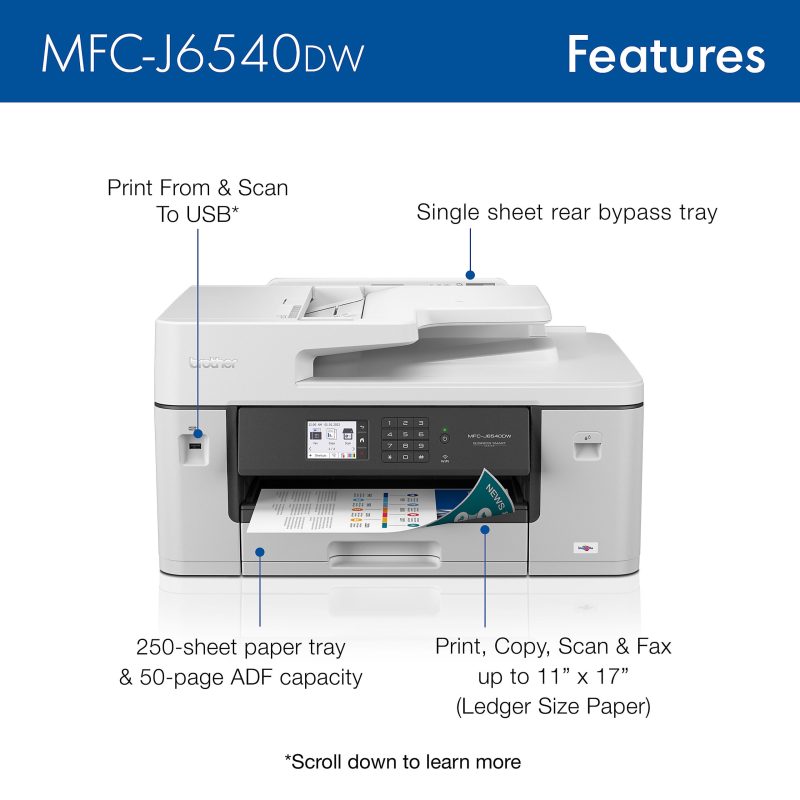 Brother® MFC-J6540DW Wireless Inkjet Multifunction Color Printer - Image 2