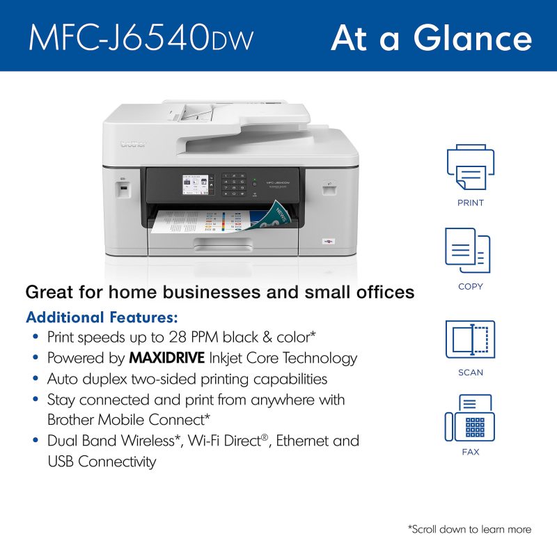 Brother® MFC-J6540DW Wireless Inkjet Multifunction Color Printer - Image 3