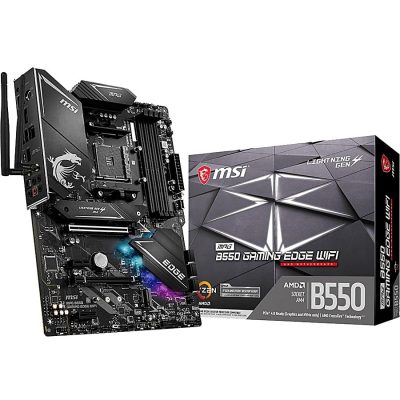 MSI MPG B550 GAMING EDGE WIFI Desktop Motherboard - AMD B550 Chipset - Socket AM4 - ATX - 128 GB DDR4 SDRAM Maximum RAM - DIMM, UDIMM - 4 x Memory Slots - 2.5Gigabit Ethernet - IEEE 802.11 a/b/g/n/ac/ax - HDMI - DisplayPort - 6 x SATA Interfaces