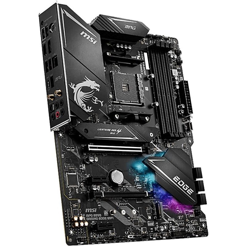 MSI MPG B550 GAMING EDGE WIFI Desktop Motherboard - AMD B550 Chipset - Socket AM4 - ATX - 128 GB DDR4 SDRAM Maximum RAM - DIMM, UDIMM - 4 x Memory Slots - 2.5Gigabit Ethernet - IEEE 802.11 a/b/g/n/ac/ax - HDMI - DisplayPort - 6 x SATA Interfaces - Image 2